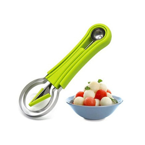 4 In 1 Fruit Scoop - Color: Green & Silver