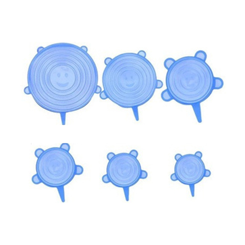 Silicone Food Cover Set Of 6 Pcs - Color: Blue