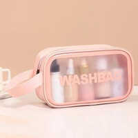 Clear PVC Makeup Cosmetic Bag - 30x10x21 cm, Waterproof & Easy To Clean Design with Double Zipper and Carry Handles