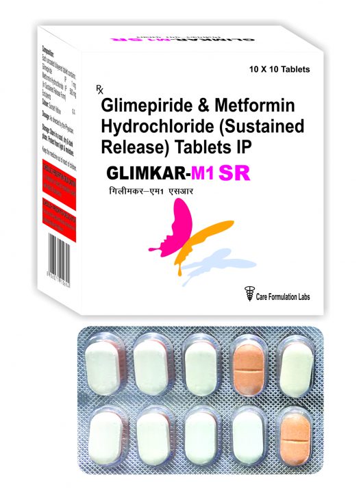 Glimepiride IP 1 mg Metformin Hydrochloride IP 500 mg (In Sustained Release Form) TAB