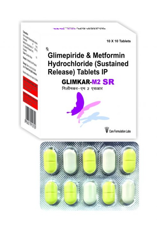 Glimepiride IP 2 mg Metformin Hydrochloride IP 500 mg (In Sustained Release Form) TAB