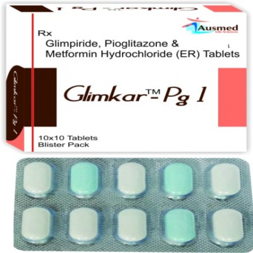 Glimepiride IP 1 mg, Pioglitazone 15 mg Metformin Hydrochloride IP 500 mg (In Extended Release Form)