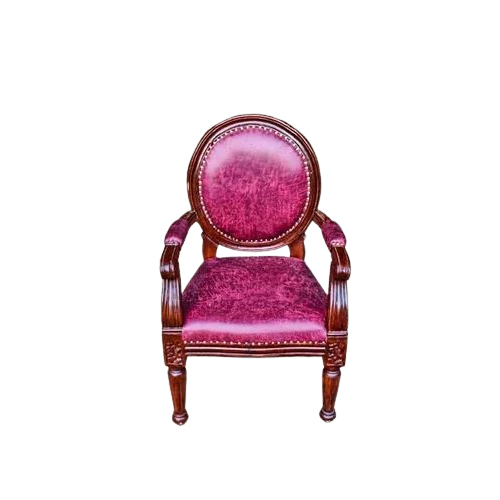 Wooden Pink Color Polished Arm Chair