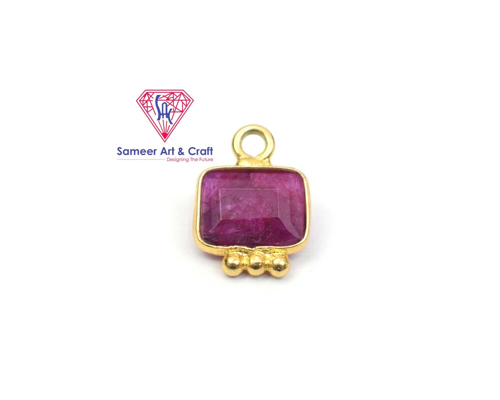 Natural Gemstone With 18k Gold Plated Handmade Bezel Pendant