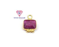 Natural Gemstone With 18K Gold Plated Handmade Bezel Pendant