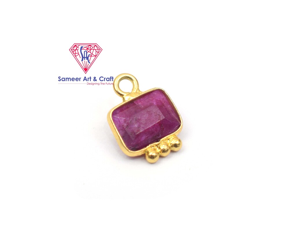 Natural Gemstone With 18k Gold Plated Handmade Bezel Pendant