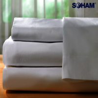 Pr-2003-hotel Sheets- 300 Tc  Cotton Plain Percale - Color: White