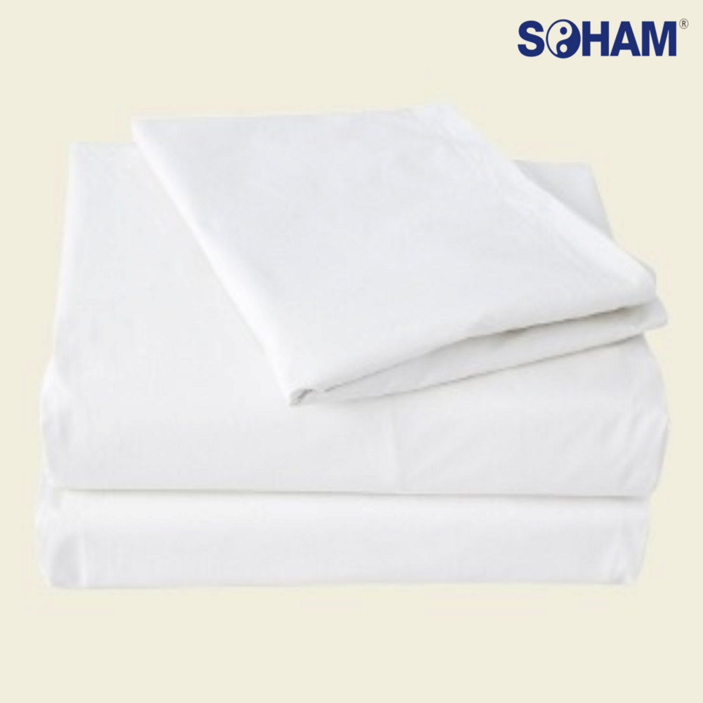 Pr-2003-hotel Sheets- 300 Tc  Cotton Plain Percale - Color: White