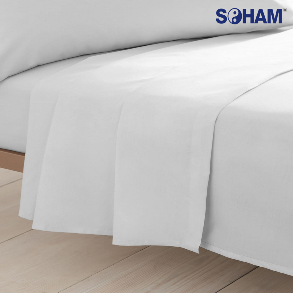 Pr-2003-hotel Sheets- 300 Tc  Cotton Plain Percale - Color: White