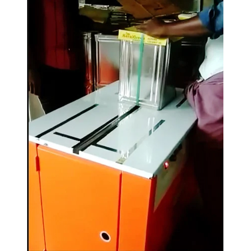 220 V Strapping Machine - Stainless Steel, L 910 x W 580 x H 750 mm | Semi-Automatic, Automatic Tension Selection, 1-Year Warranty
