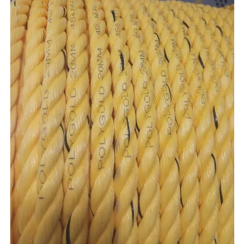 Polypropylene Rope - 20 mm Diameter, 250 Meter Length | Twisted Style, Bright Yellow Color, Industrial Use