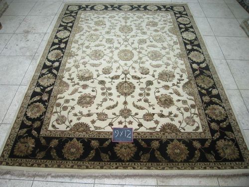 Black Ivory Silk Wool Rug