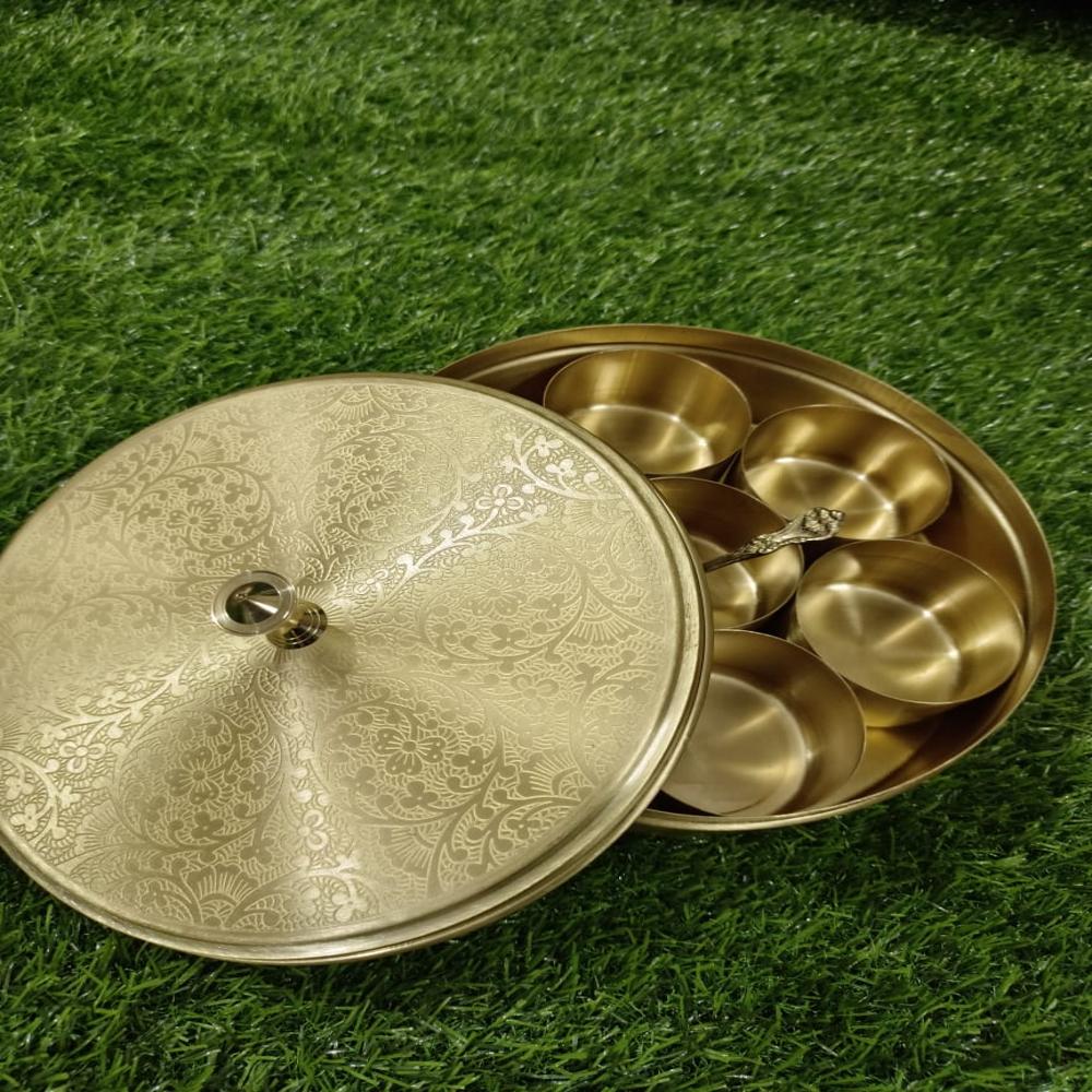 Brass Masala Box  Lid with Ring Design