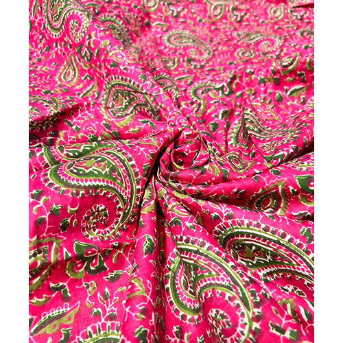 Cotton Hand Block Print Fabric Pink - Color: Multicolor