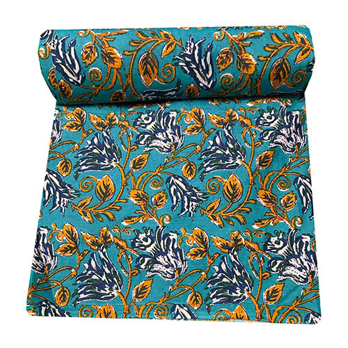 Cotton Hand Block Carry Print Fabric - Color: Multicolor