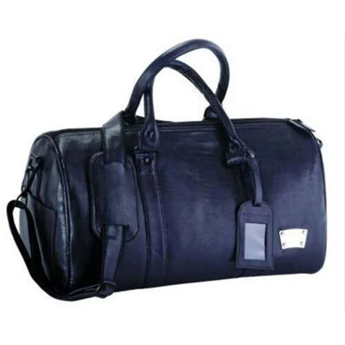 Premium Leatherette Black Duffle Bag - Material: Leather