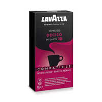 Lavazza Deciso Coffee Capsule - Organic Aa Coffee Beans , Dark Brown Appearance, Smooth Taste, Sugar-free, Full-bodied Flavor