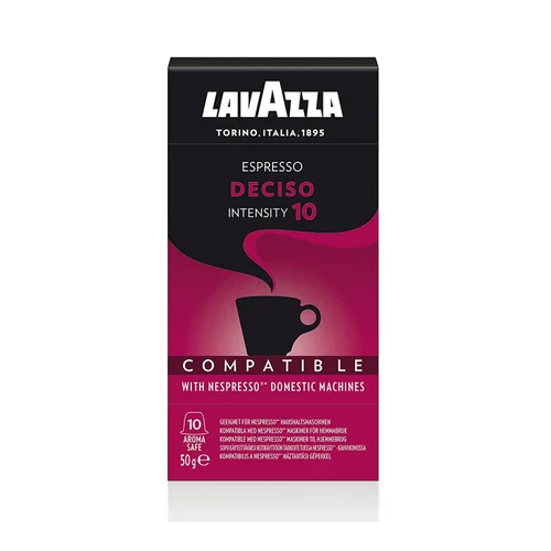 Lavazza Deciso Coffee Capsule - Organic Aa Coffee Beans , Dark Brown Appearance, Smooth Taste, Sugar-free, Full-bodied Flavor