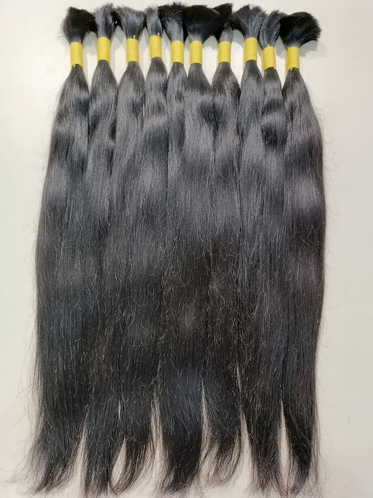 Straight Bulk Hair Indian Raw Human Hair 18-36inch Per 100gm Bundle