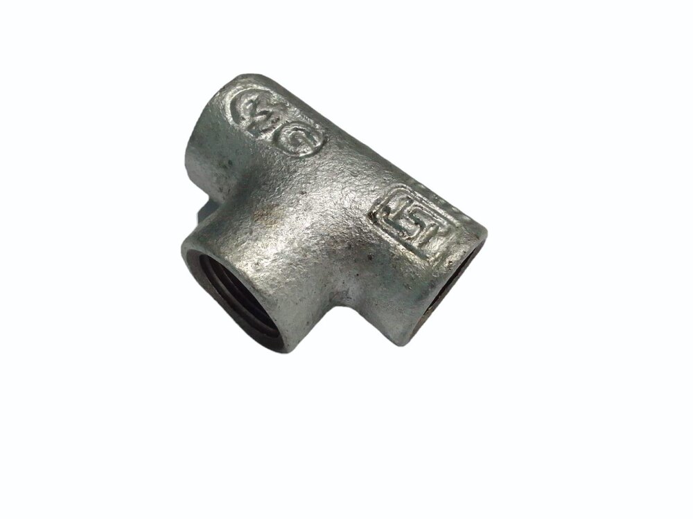 Gi Tee 3/4 Inch - Malleable Iron, Round Shape | Isi Marked, Standard Is:1879, Durable Pipe Fitting By Mg Industry