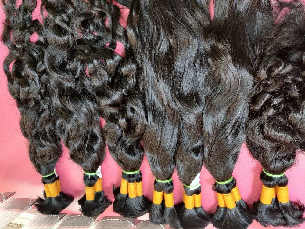 South Indian Temple Natural Black Color Bulk Hair Remy Hair Extension