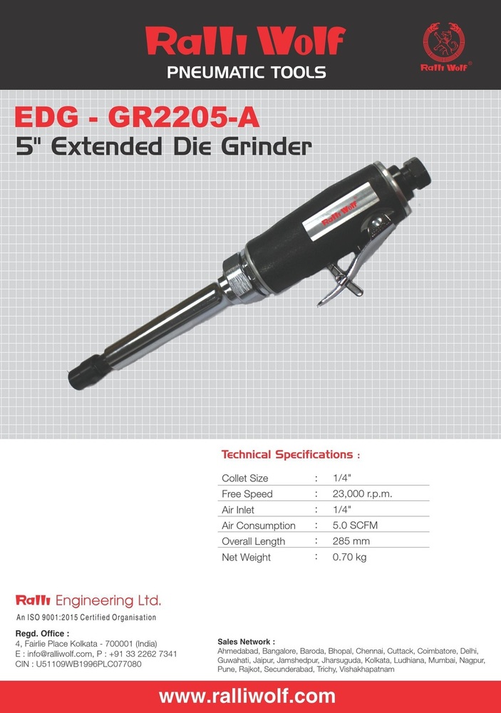 Ralli Wolf 5" Extendended Die Grinder (Edg-gr2205a)