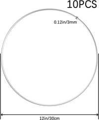 10 Pieces 12 Inch Large Silver Metal Floral Hoop Wreath Macrame Hoop Rings for Festival Decorations