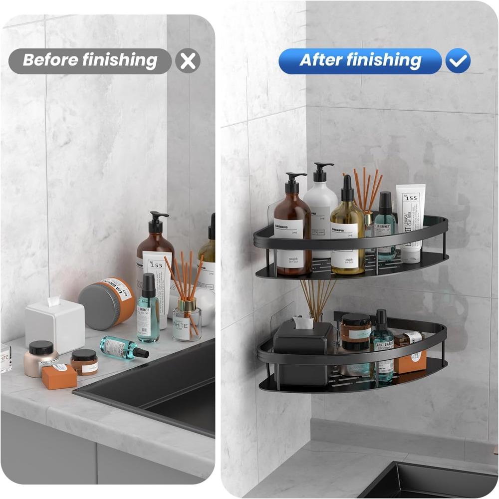 Aluminum Heavy Duty Self Adhesive Bathroom Corner Shelf Pack Of 2