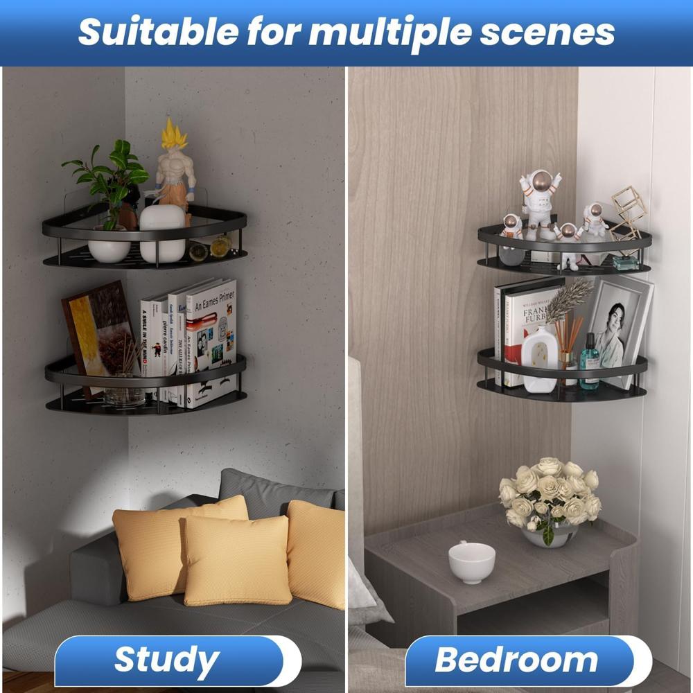 Aluminum Heavy Duty Self Adhesive Bathroom Corner Shelf Pack Of 2