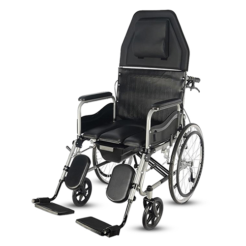 108-U U-Cut Reclining Commode Wheelchair - Frame Finish: Galvanized