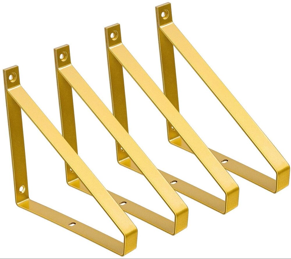 Solander Gold Shelf Brackets, Heavy Duty Floating Shelves Bracket, Wall Metal Triangle Shelving