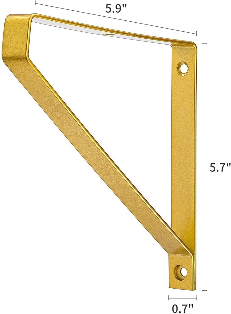 Solander Gold Shelf Brackets, Heavy Duty Floating Shelves Bracket, Wall Metal Triangle Shelving - Application: Industrial