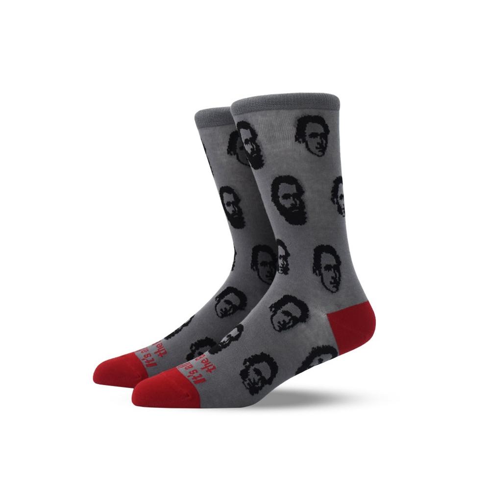 Customized Design Socks - Cotton Blend, One Size Fits All, Orange Black White | Breathable, Stretchable, Geometric Knit Design, All-season Comfort
