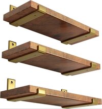 8 Inch Shelf Bracket For Diy Floating Shelf, 1/5 Inch Thick Heavy Duty Bracket, 6 Pack, Golden - Finish: Smooth