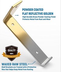 8 inch Shelf Bracket for DIY Floating Shelf, 1/5 inch Thick Heavy Duty Bracket, 6 Pack, Golden