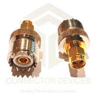 Sma Male To Uhf Female Adaptor - Brass, Standard Size, Golden Color | Polished Surface, Cable Mount, Round Shape, 2.4 Ghz Frequency Range