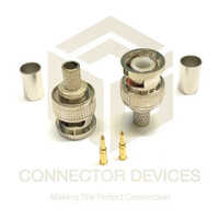 Bnc Male Crimp Connector For Rg 59 - Brass, Standard Size, Silver Color | 50 Ohm Impedance, 3 Ghz Frequency Range, 2500v Rms Dielectric Strength
