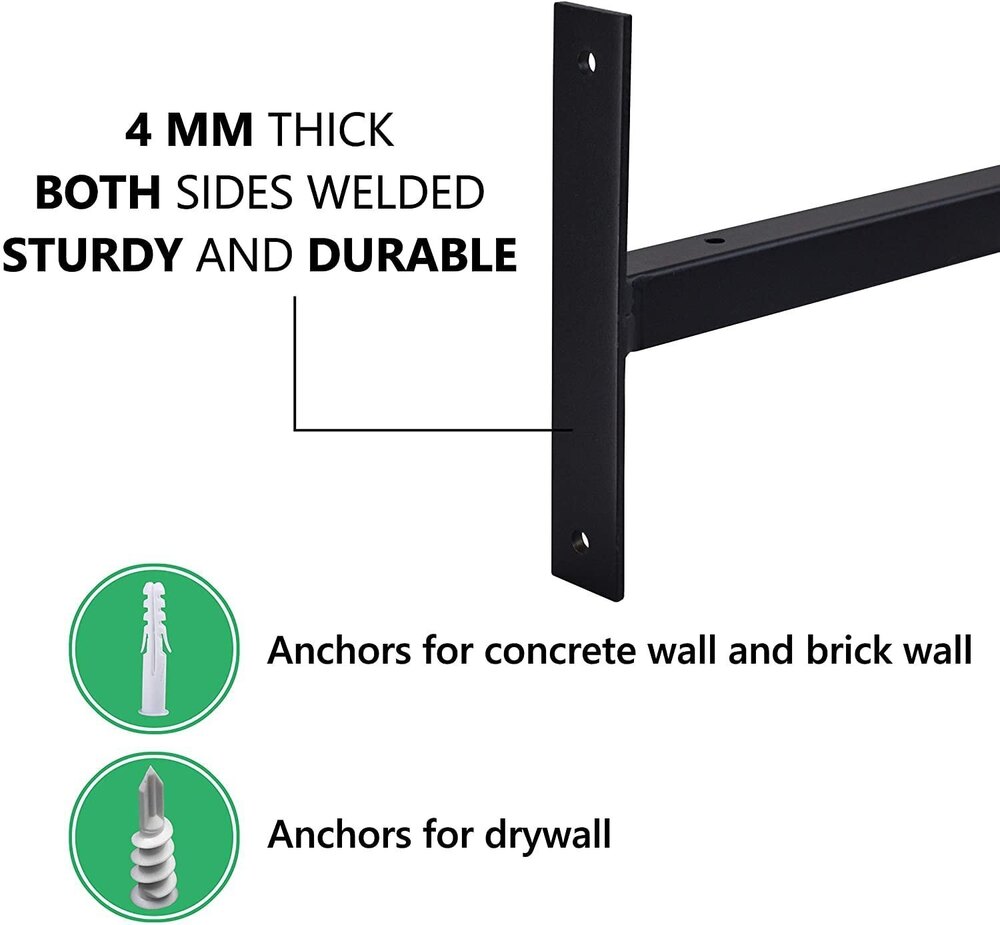 6 Pcs Heavy Duty Shelf Brackets 12 Inch Wall Mounted Industrial Metal Lip