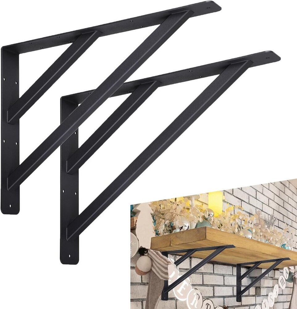 16 inch Shelf Brackets Steel Mantel Brackets Heavy Duty Shelf Bracket ,Countertop Support Brackets