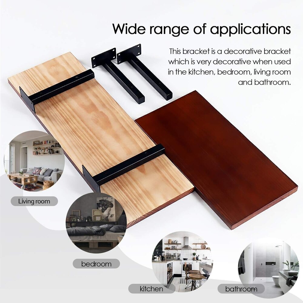 Wall Mounted Metal Brackets For Shelves 6 Pack Heavy Duty Floating Shelf Brackets (8 Inch) - Application: Industrial
