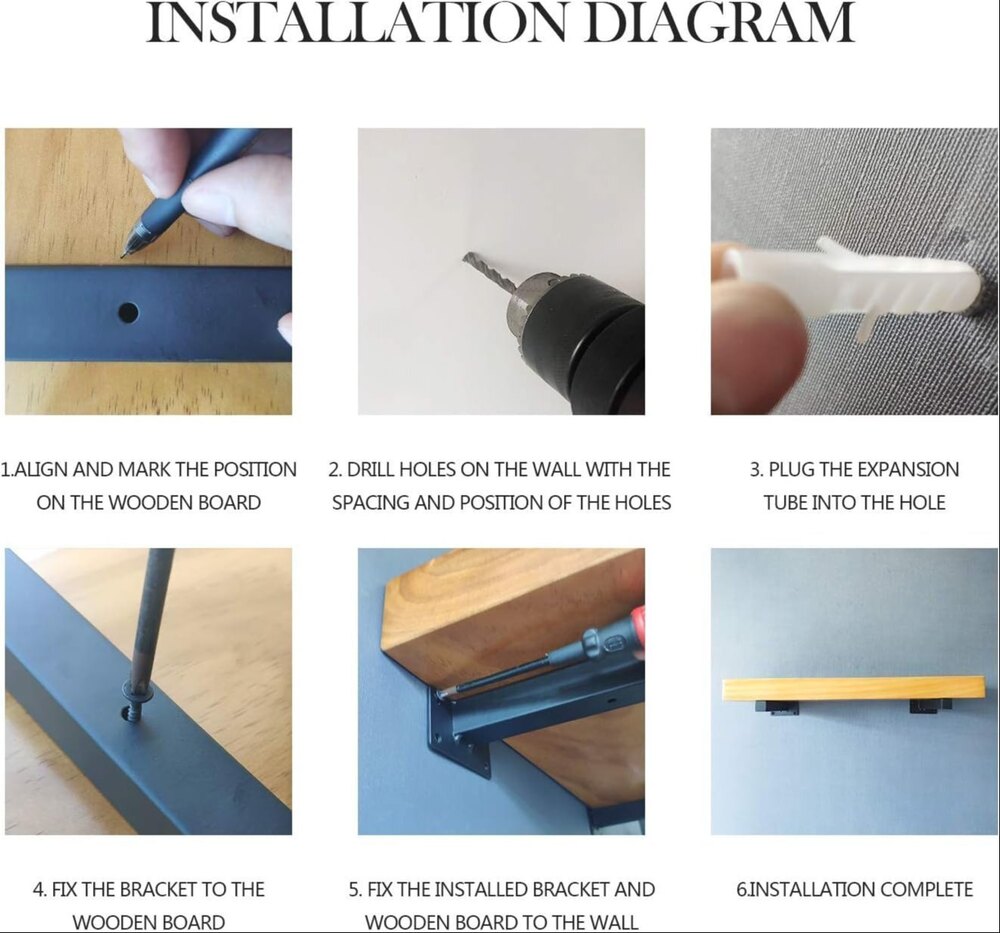 Wall Mounted Metal Brackets For Shelves 6 Pack Heavy Duty Floating Shelf Brackets (8 Inch) - Application: Industrial