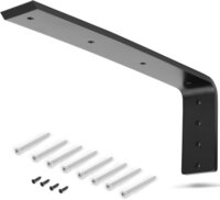 Heavy Duty Large Countertop Shelf L Bracket 16 Inch Solid Steel Metal - Support Corner Brackets - Color: Black