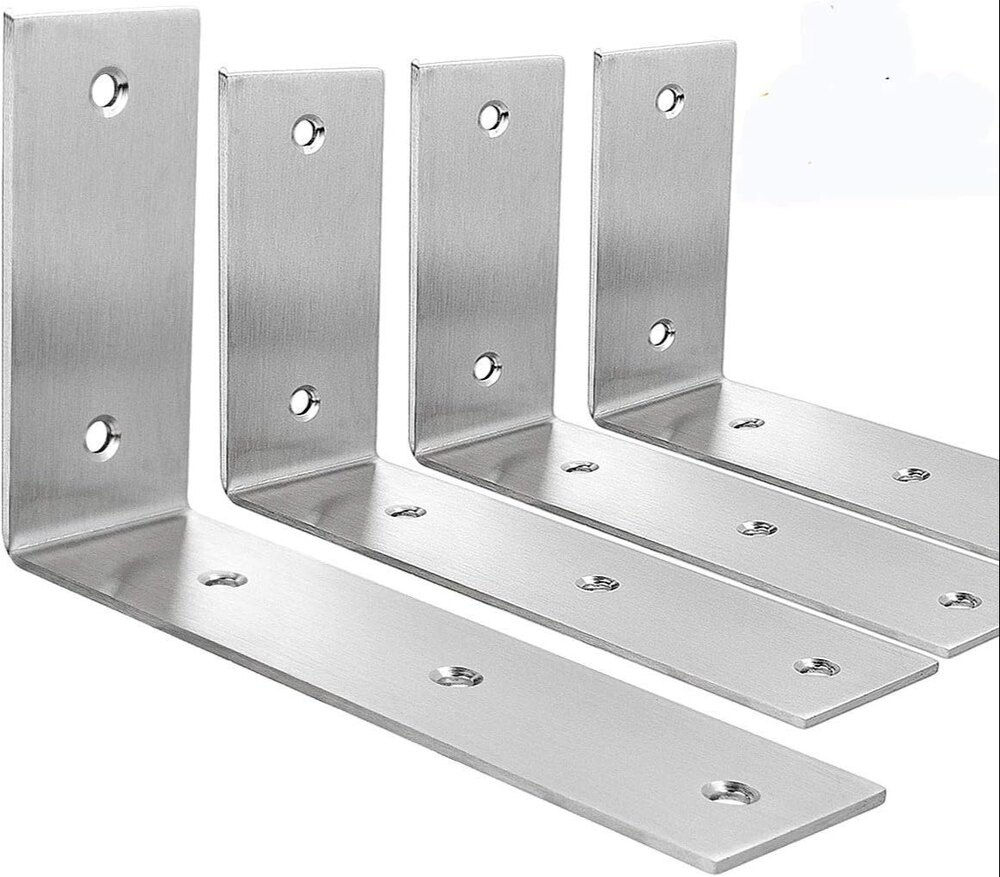 4 PCS L Shelf Brackets 6.9Inch, Stainless Steel 6.9x4 Inch Heavy Duty L Shape Corner Brace