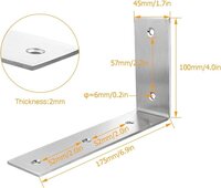 4 PCS L Shelf Brackets 6.9Inch, Stainless Steel 6.9x4 Inch Heavy Duty L Shape Corner Brace