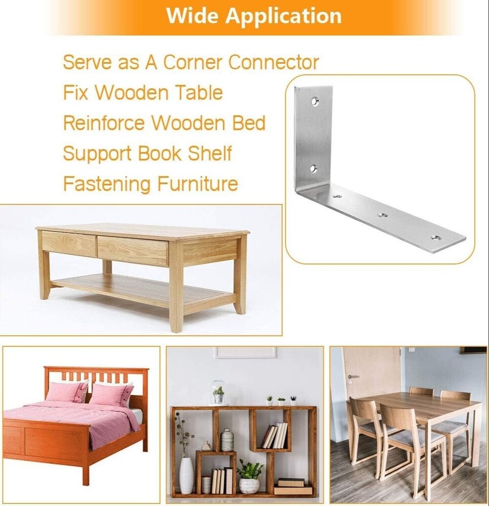 4 PCS L Shelf Brackets 6.9Inch, Stainless Steel 6.9x4 Inch Heavy Duty L Shape Corner Brace