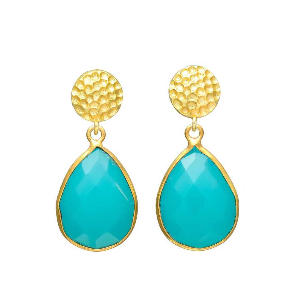 New arrival woman turquoise gemstone gold plated earring