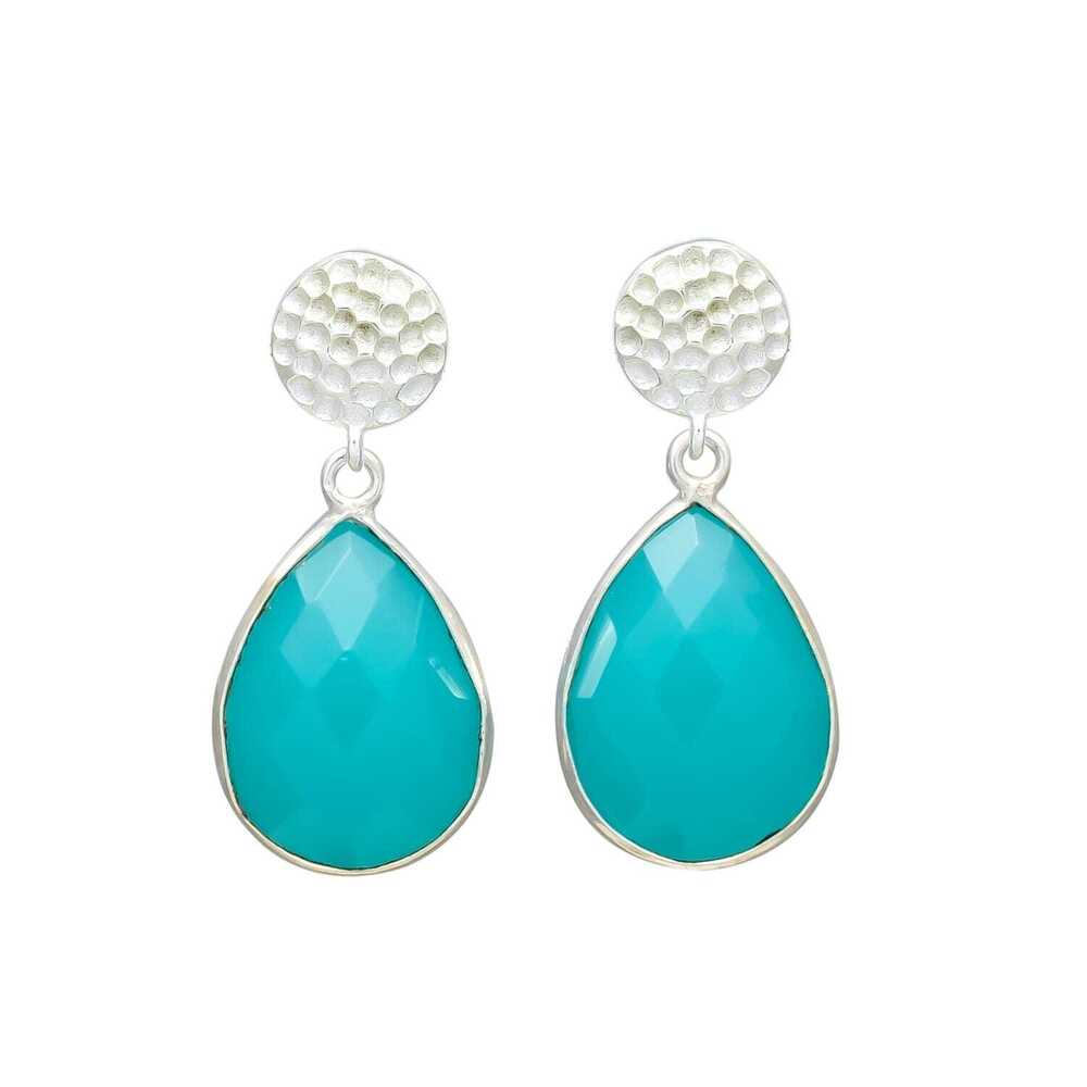 New arrival woman turquoise gemstone silver plated earring