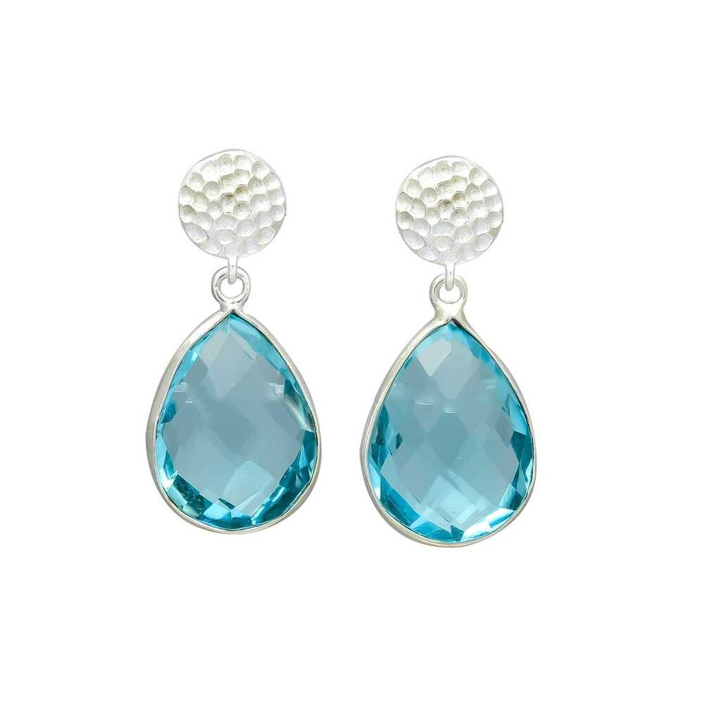 New arrival woman blue quartz gemstone silver plated earring