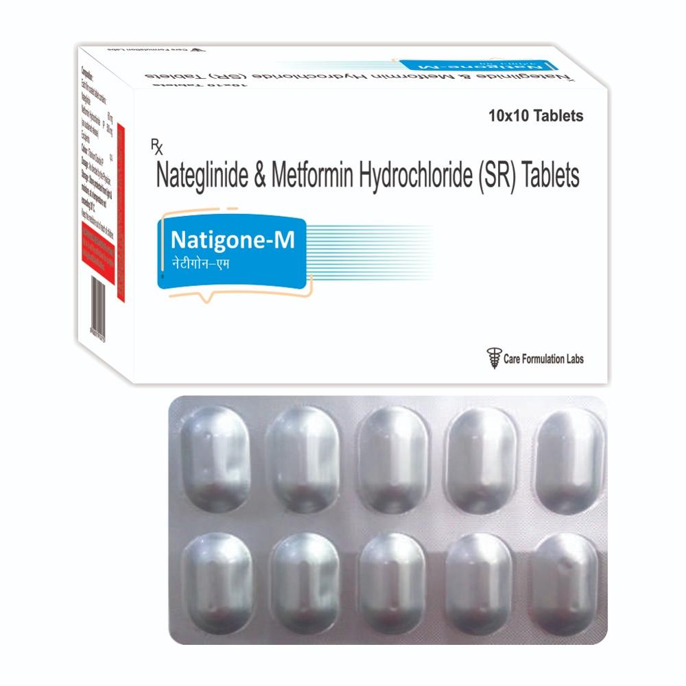 Nateglinide 60 mg Metformin HCL IP 500 mg (as sustained release), tab