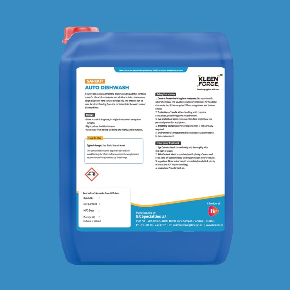 Kleen Force Safekit Auto Dishwash Automatic Dishwasher Detergent Concentrate - Ph Level: 12-13